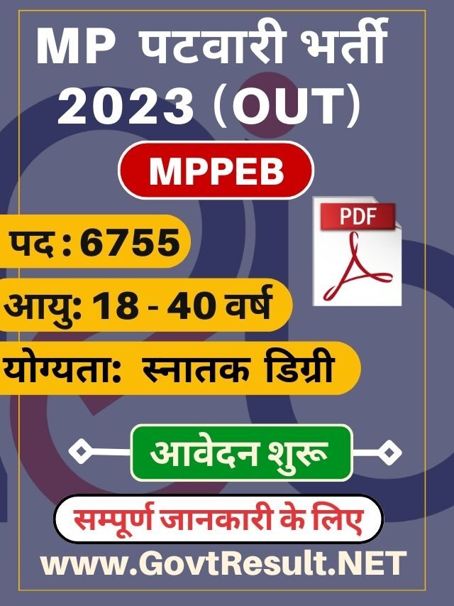 MP Patwari Bharti 2023 आवेदन फॉर्म  शुरू | Notification & Appli Link